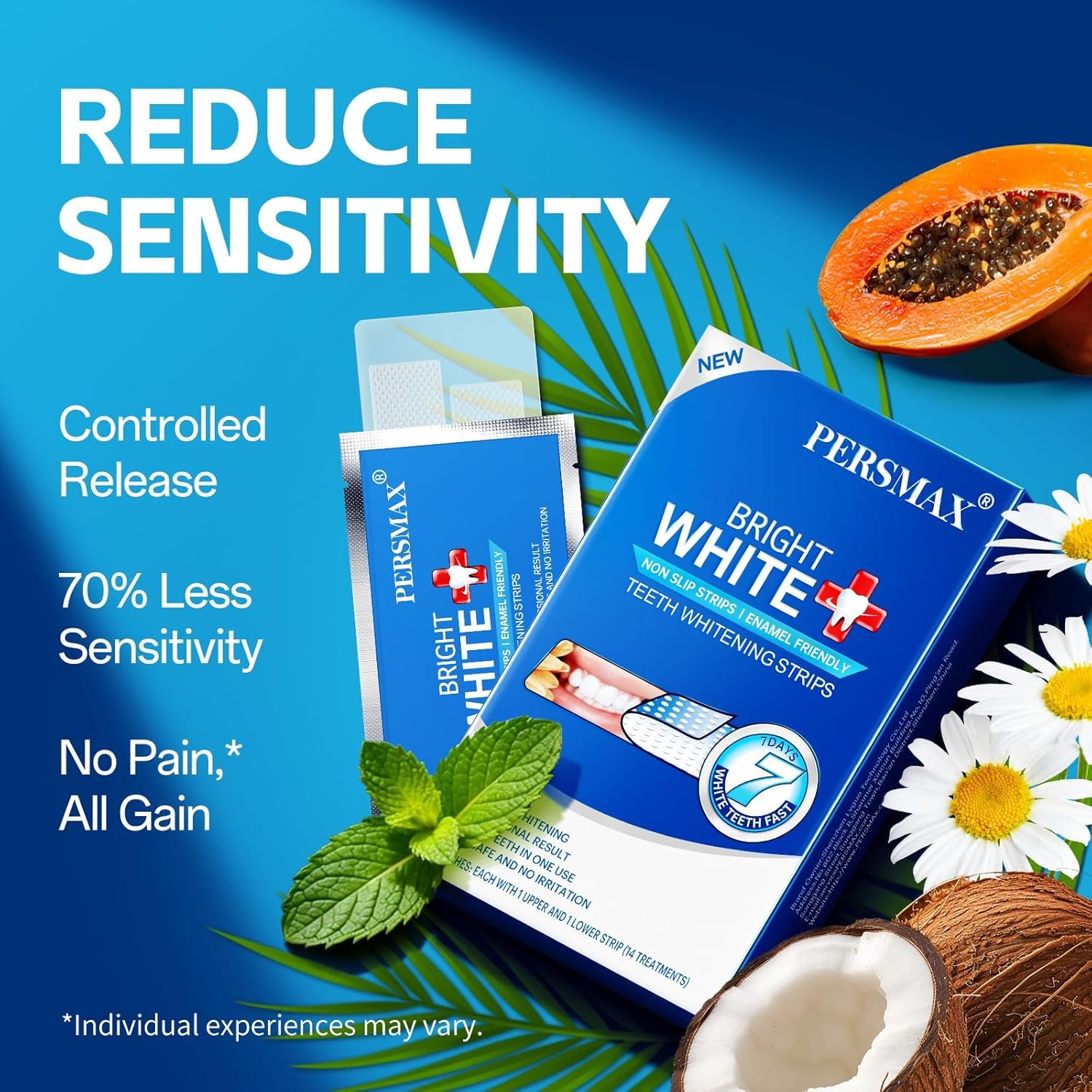 Teeth Whitening Strips – Professional Dentist Approved, Gum-Safe Formula, 28 Non-Slip Strips, 14 Treatment, Pain-Free Express Whitening Kit in 30 Min, Easy to Use for Bright Smile