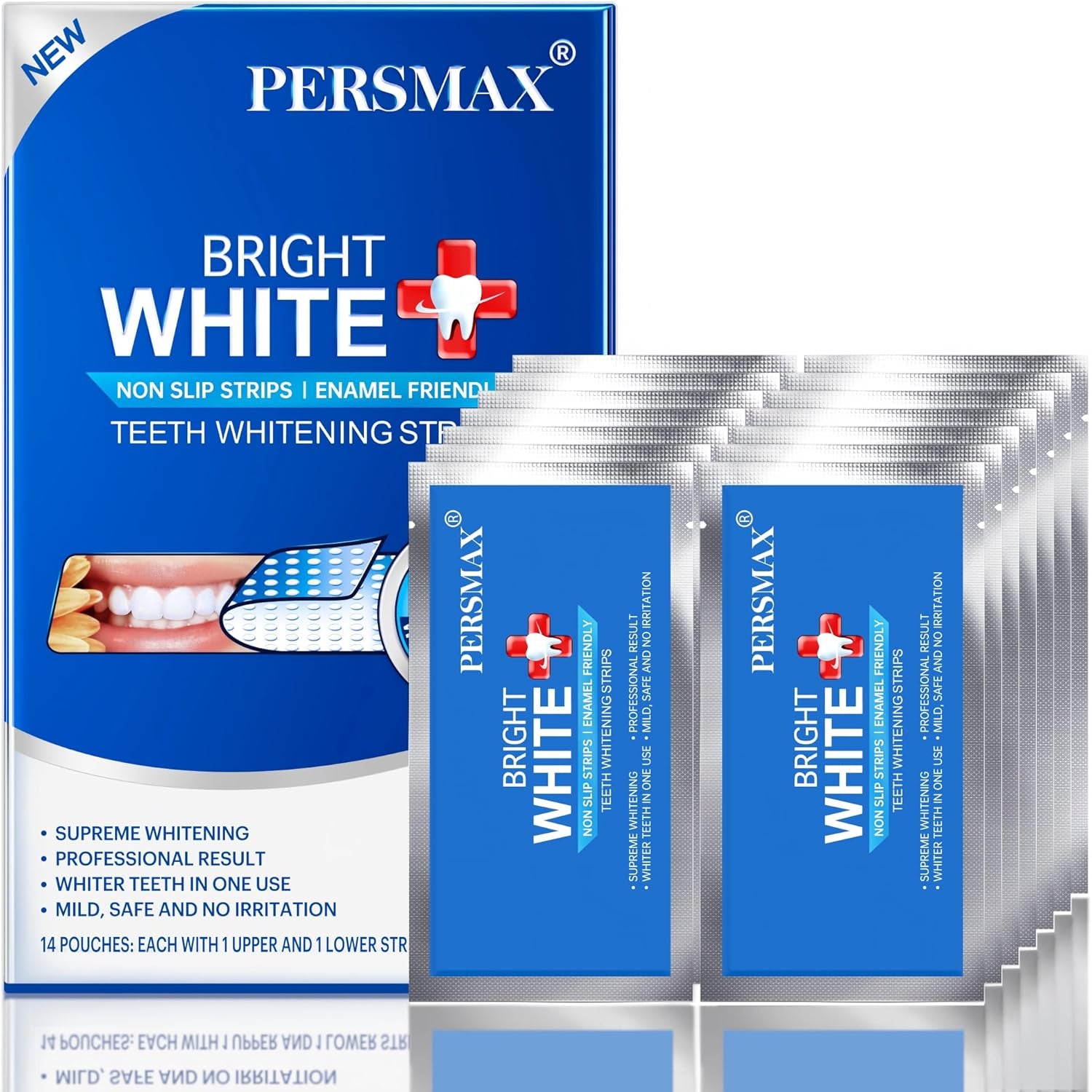 Teeth Whitening Strips – Professional Dentist Approved, Gum-Safe Formula, 28 Non-Slip Strips, 14 Treatment, Pain-Free Express Whitening Kit in 30 Min, Easy to Use for Bright Smile