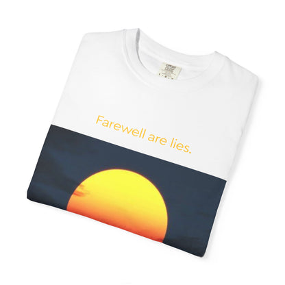 Sunset Photo T-Shirt — "Firewalk with Me, we still miss each other" Graphic Tee