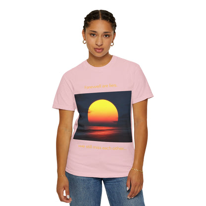 Sunset Photo T-Shirt — "Firewalk with Me, we still miss each other" Graphic Tee