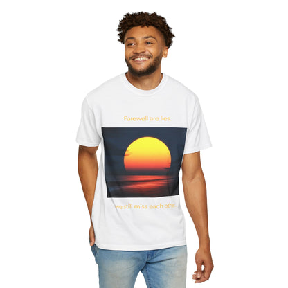 Sunset Photo T-Shirt — "Firewalk with Me, we still miss each other" Graphic Tee