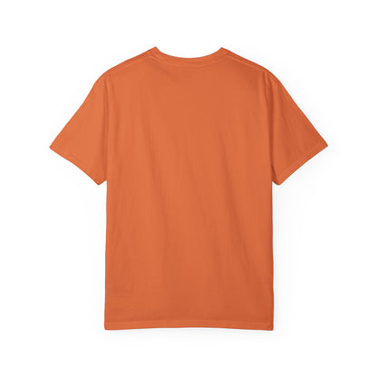 Blue Rose Hand Pose T-shirt | Floral Illustration, Script Accent