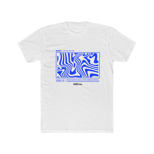 Optical Wave Tee — Blue Psychedelic Graphic Crew Shirt