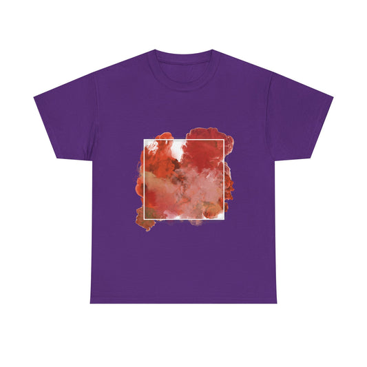 Artistic Ocean Graphic Tee — Watercolor Square & Waves Photo Back Print