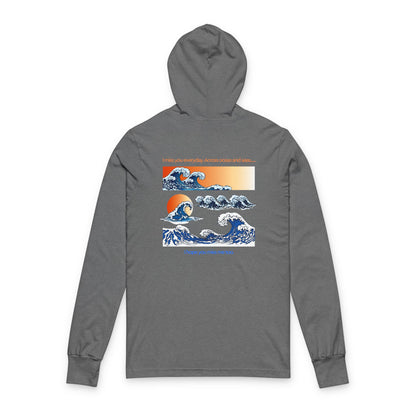 Hooded Long Sleeve Tee — Vintage Wave Graphic “I hope you find the waves”