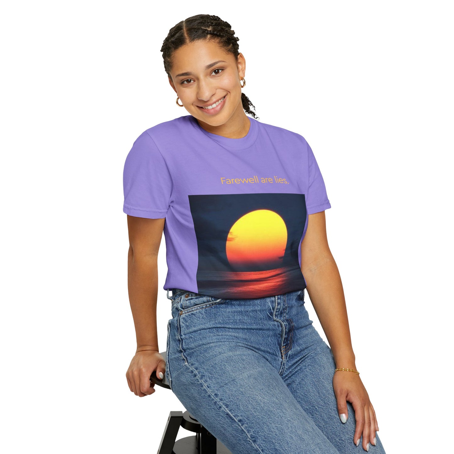 Sunset Photo T-Shirt — "Firewalk with Me, we still miss each other" Graphic Tee
