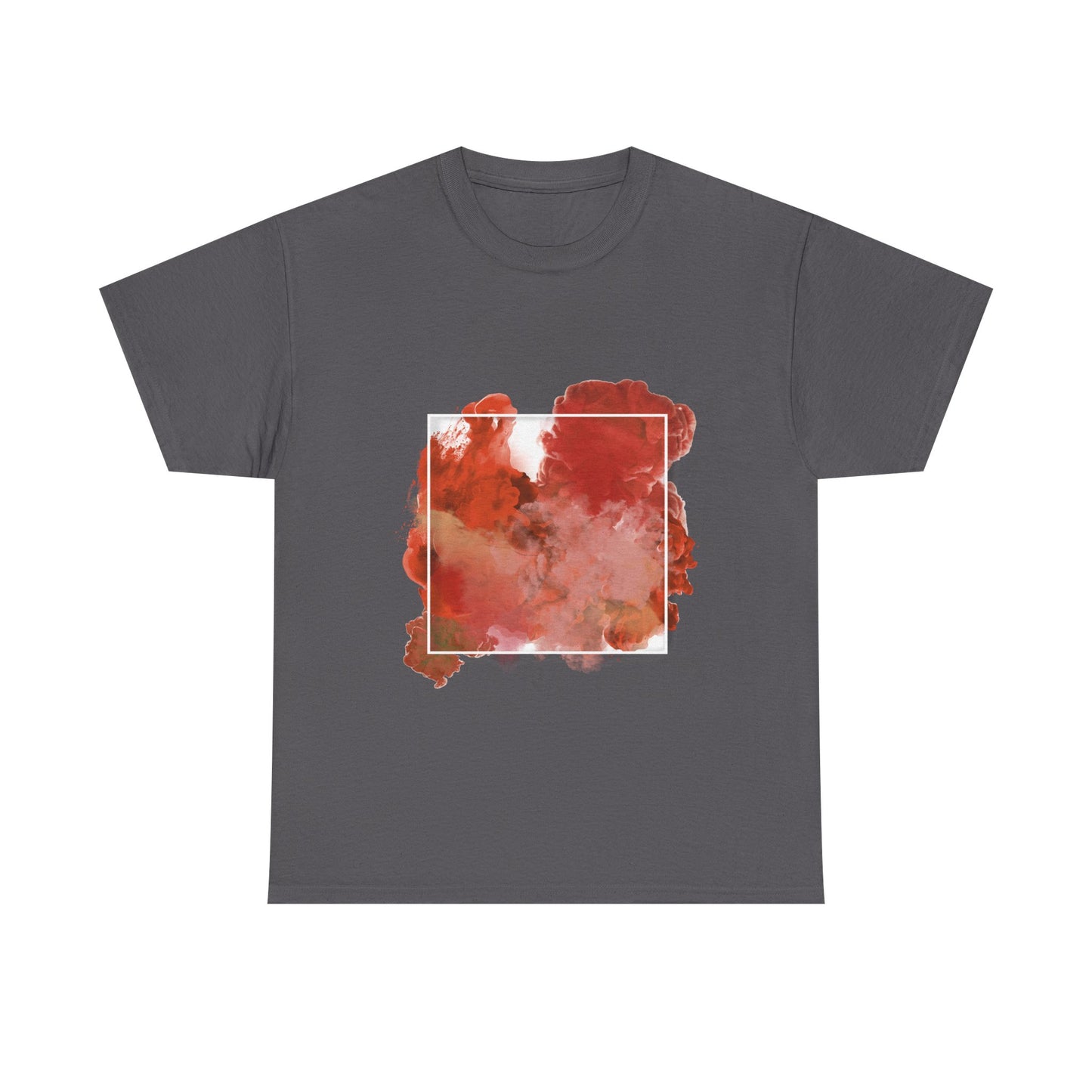 Artistic Ocean Graphic Tee — Watercolor Square & Waves Photo Back Print