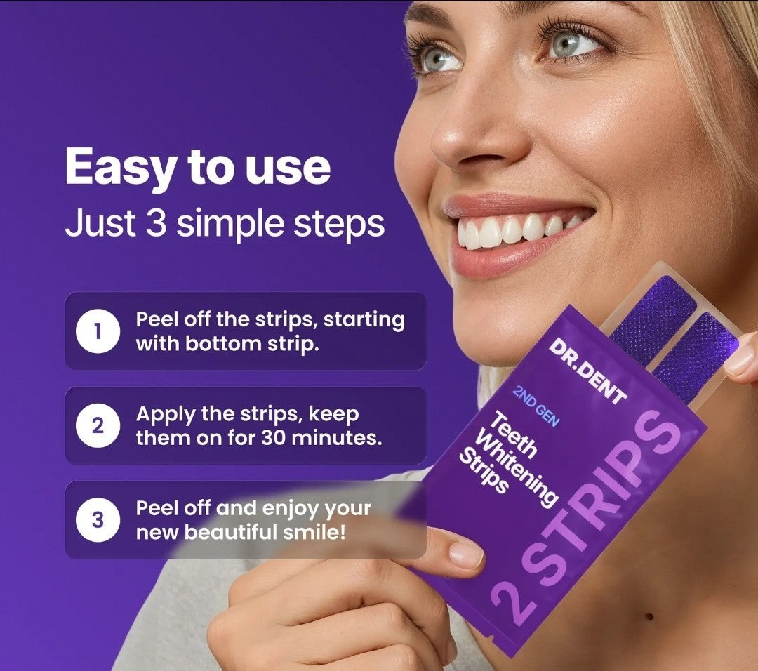 Dr Dent Professional Teeth Whitening Strips 14 Count, Safe for Enamel