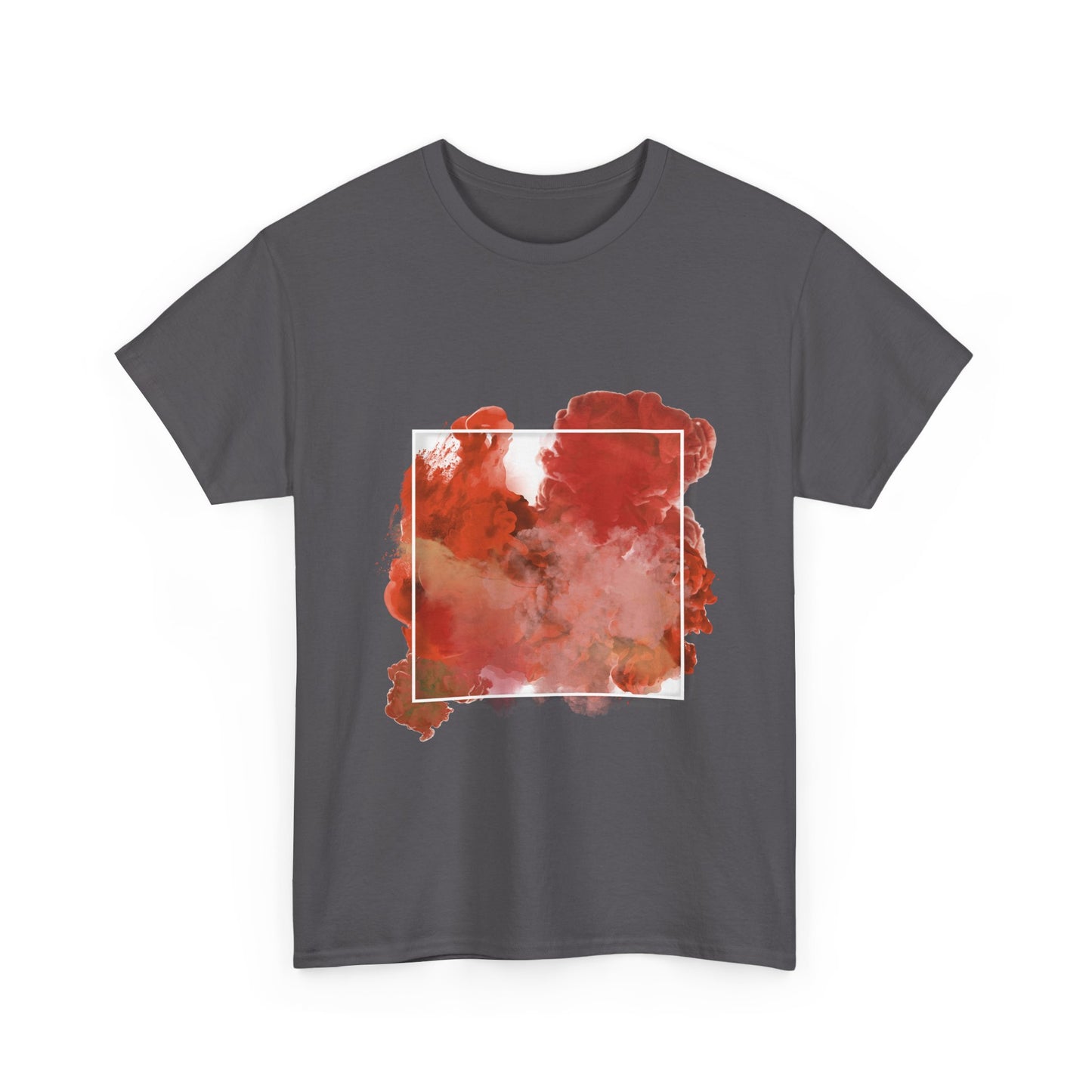 Artistic Ocean Graphic Tee — Watercolor Square & Waves Photo Back Print